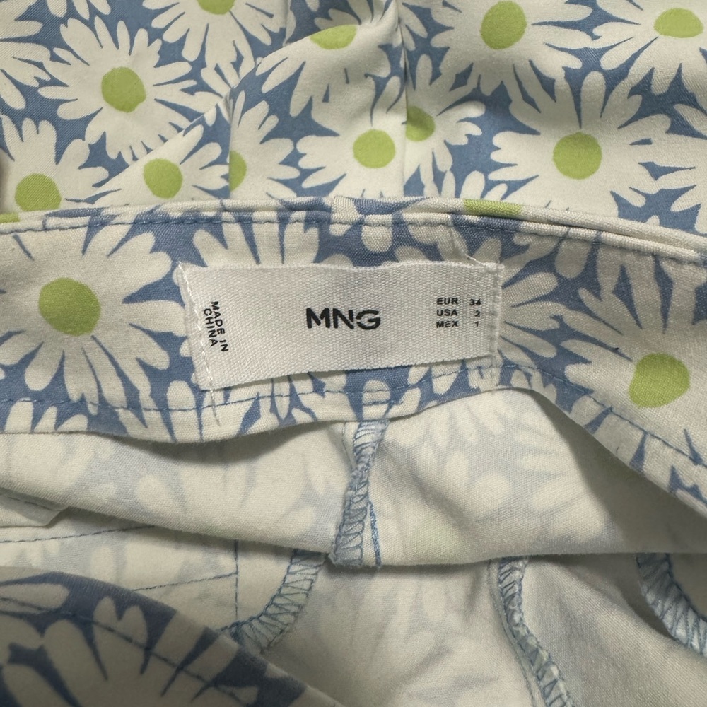 Mango Blue and White Floral Pants